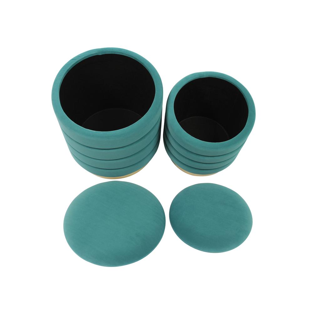 Saturn Teal Storage Ottomans - Set of 2. Picture 11