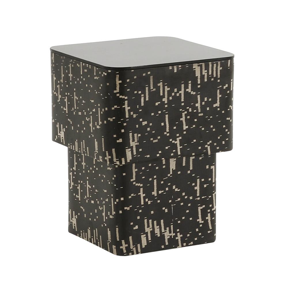 Contemporary Glass and Wood Patterned Side Table, Belen Kox. Picture 1