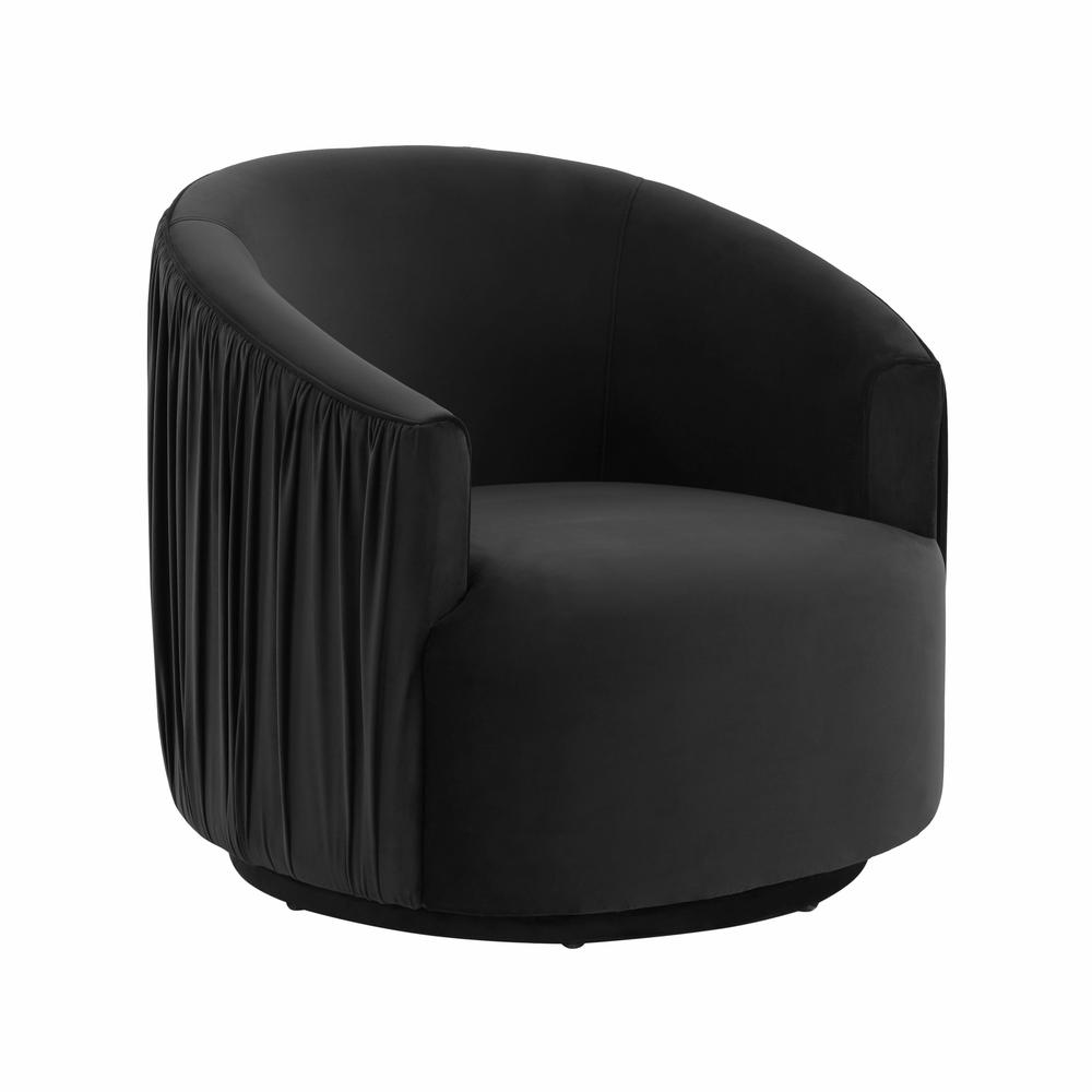 London Black Pleated Swivel Chair. Picture 1