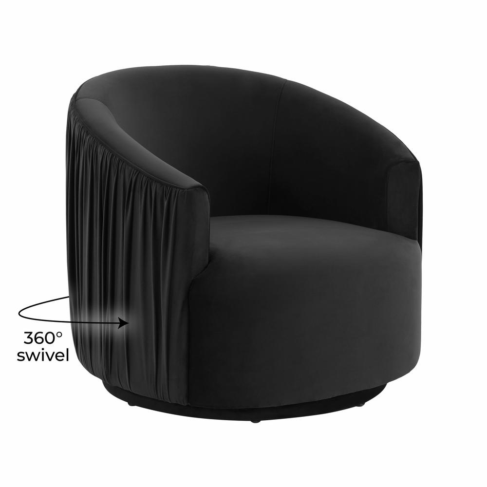 London Black Pleated Swivel Chair. Picture 15