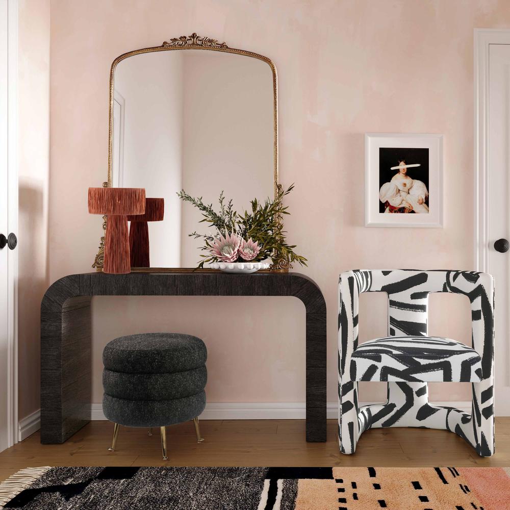 Ada Velvet Chair in Black Brushstroke Pattern. Picture 6