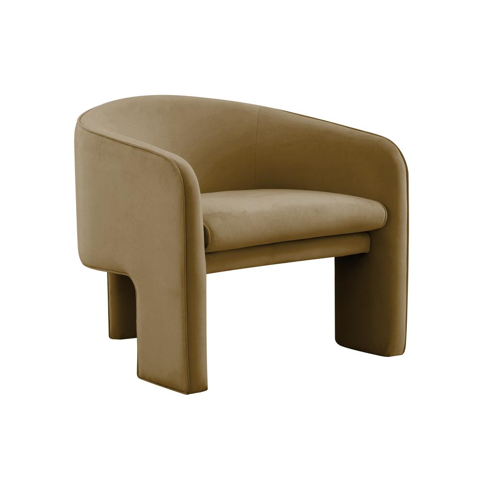 Marla Cognac Velvet Accent Chair. Picture 1