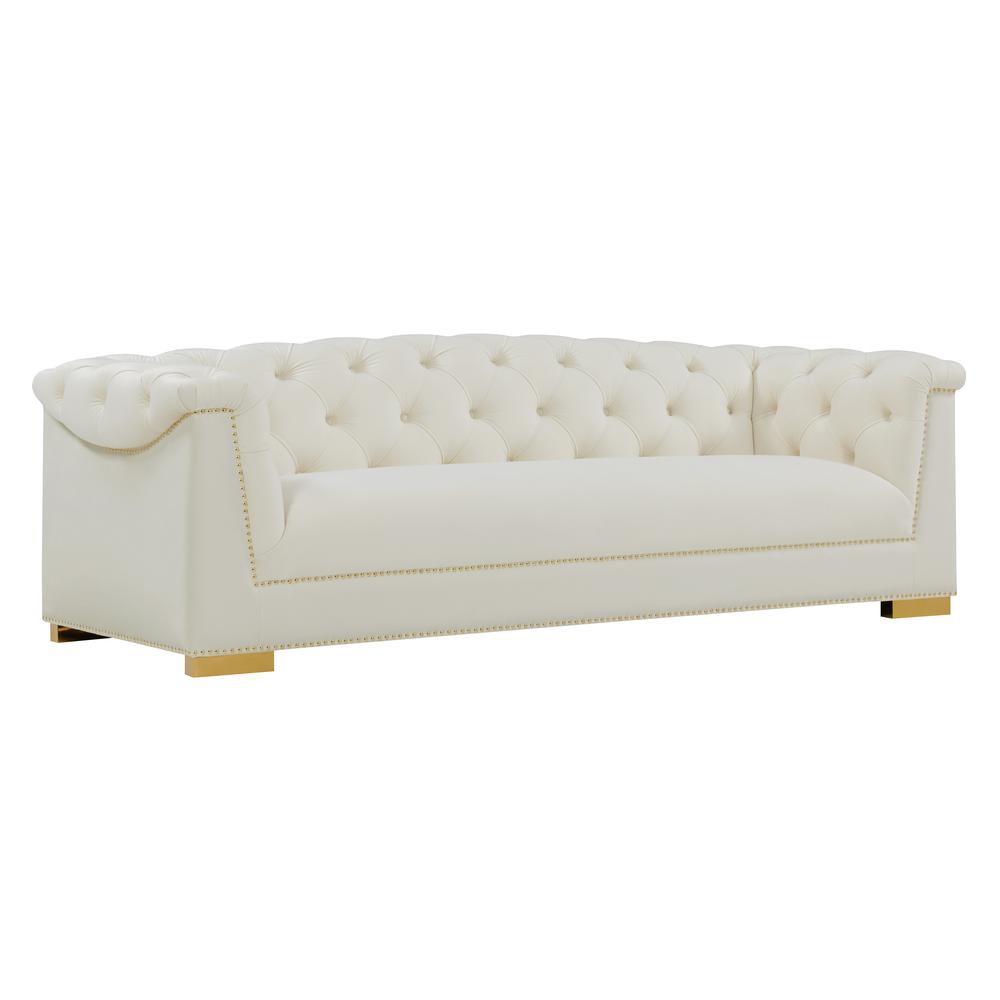Modern Velvet Tufted Sofa with Gold Nailhead Trim, Belen Kox. Picture 1