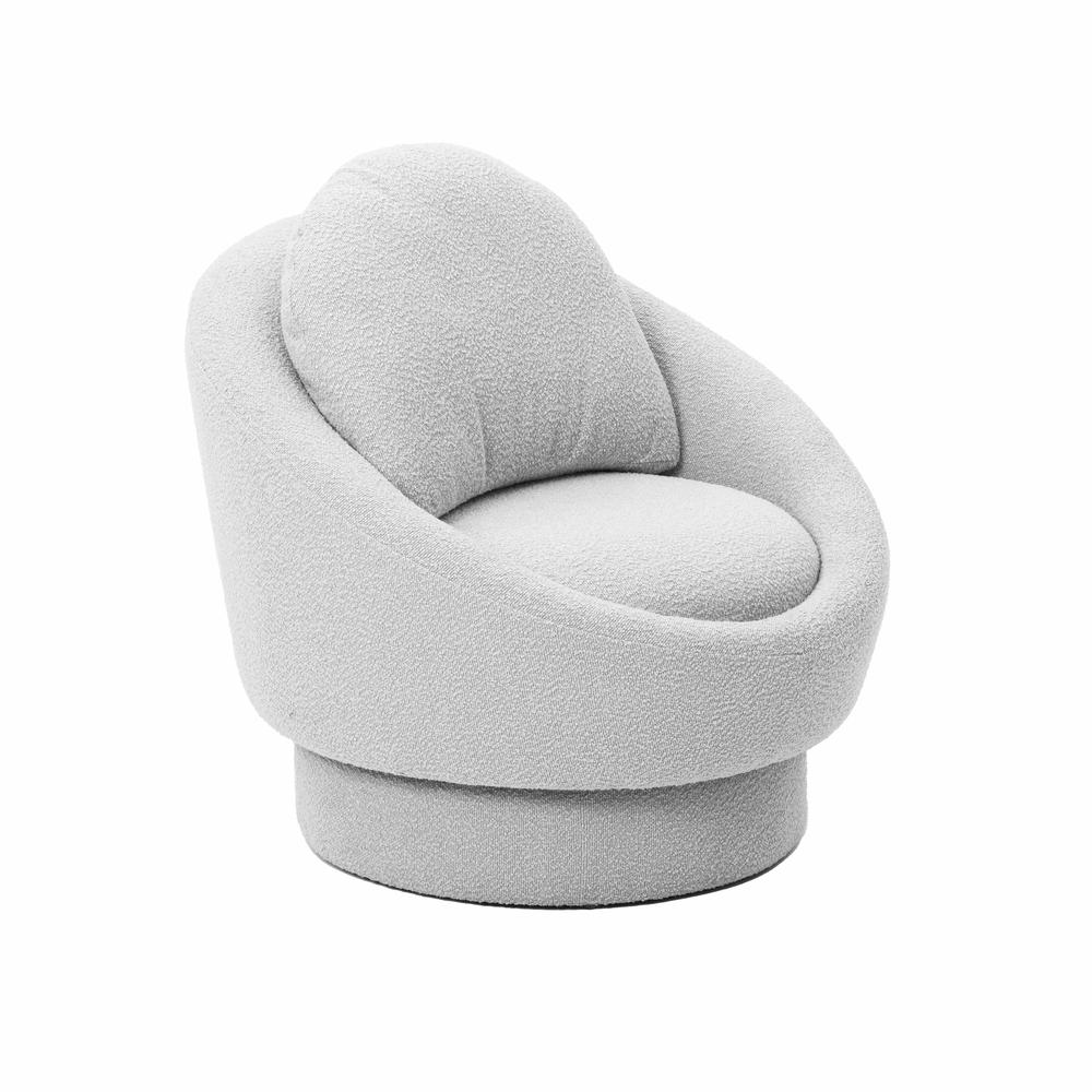 Sammy Light Grey Boucle Swivel Lounge Chair. Picture 6