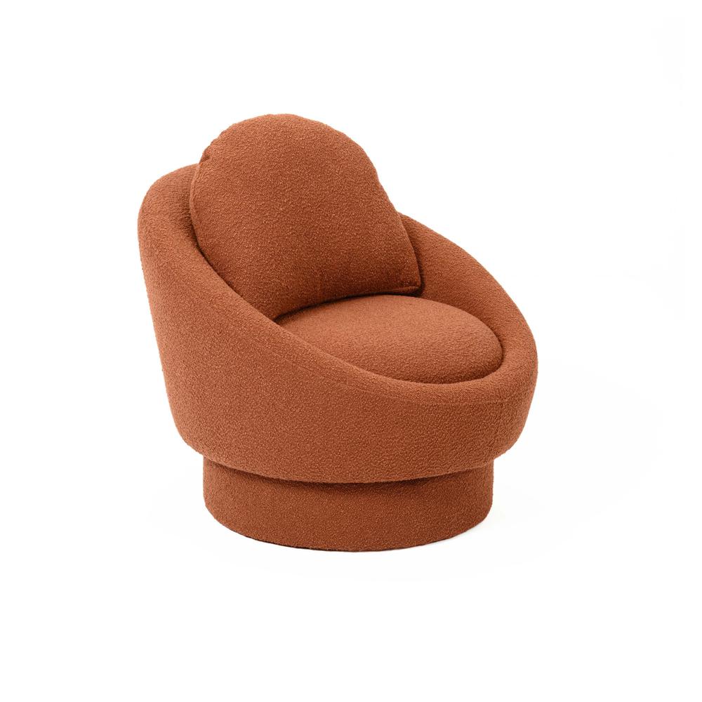 Sammy Saffron Red Boucle Swivel Lounge Chair. Picture 6
