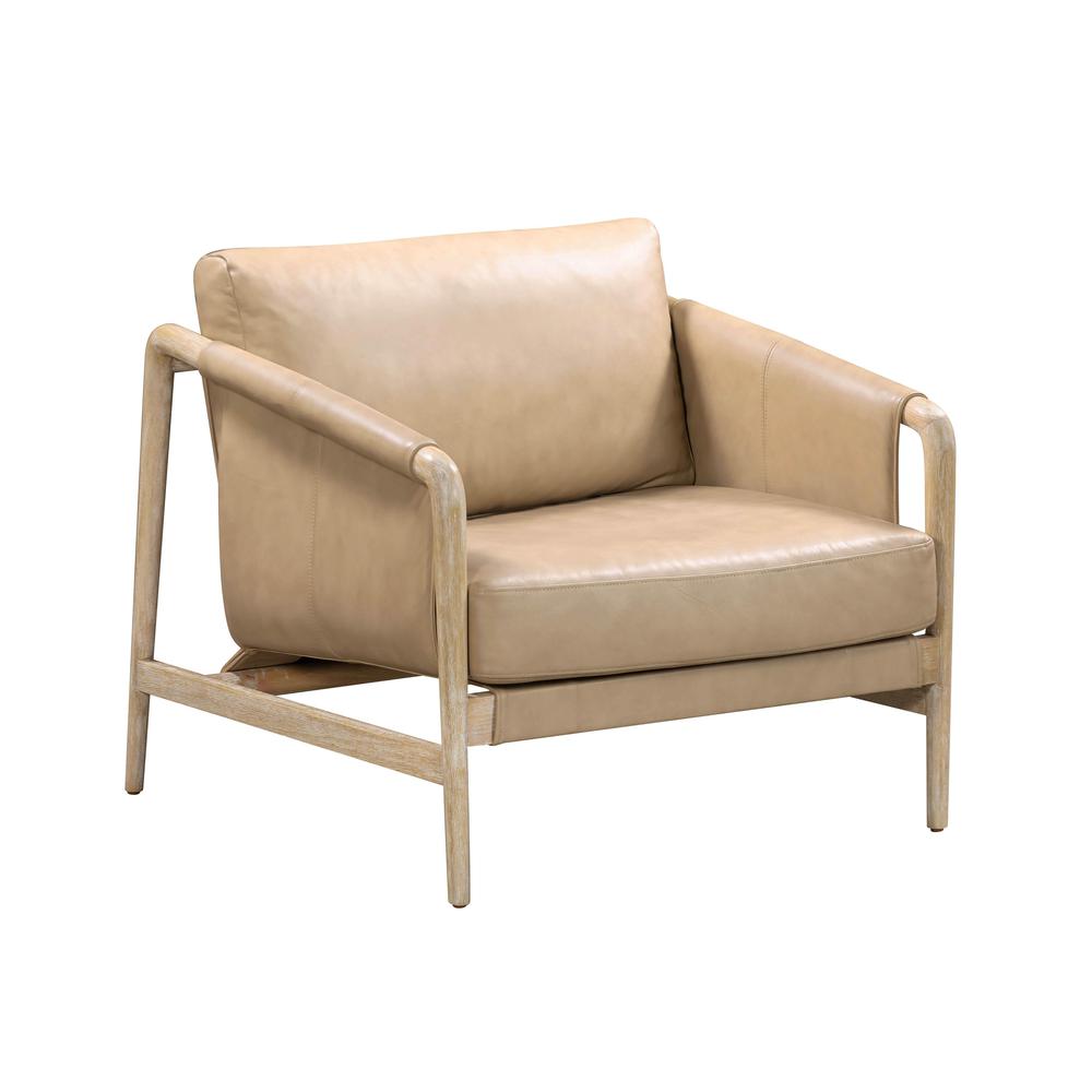 Chakka Tan Genuine Leather Accent Chair. Picture 6