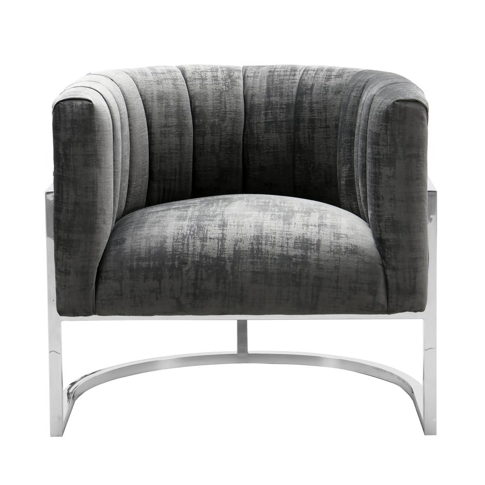 Magnolia Slub Grey Chair with Silver Base. Picture 1