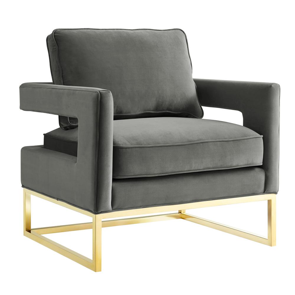 Luxe Grey Velvet Chair, Belen Kox. Picture 1