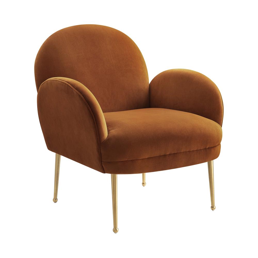 Gwen Cognac Velvet Chair. Picture 1