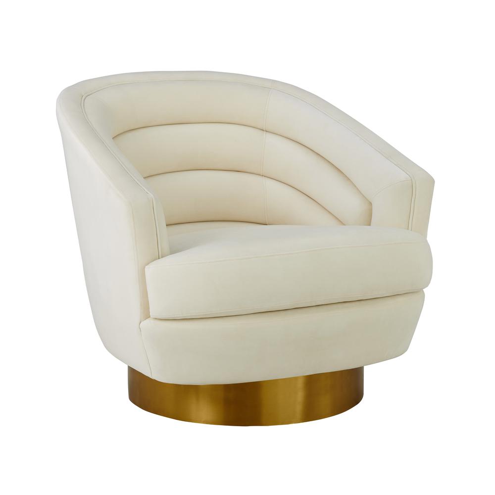 Canyon Cream Velvet Swivel Chair. Picture 1