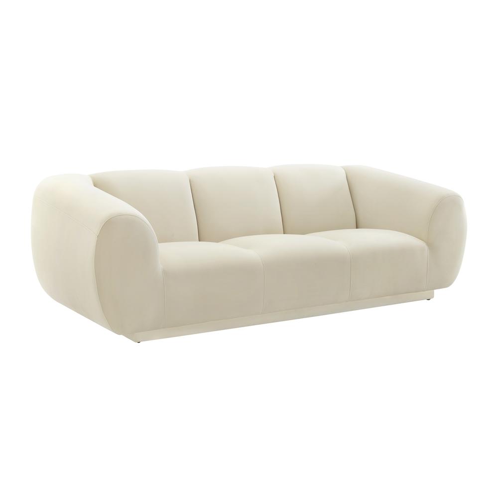 Emmet Cream Velvet Sofa. Picture 1