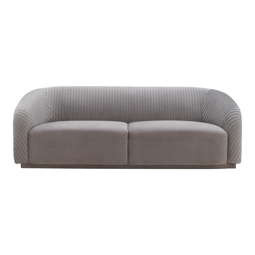 Yara Pleated Grey Velvet Sofa. Picture 1