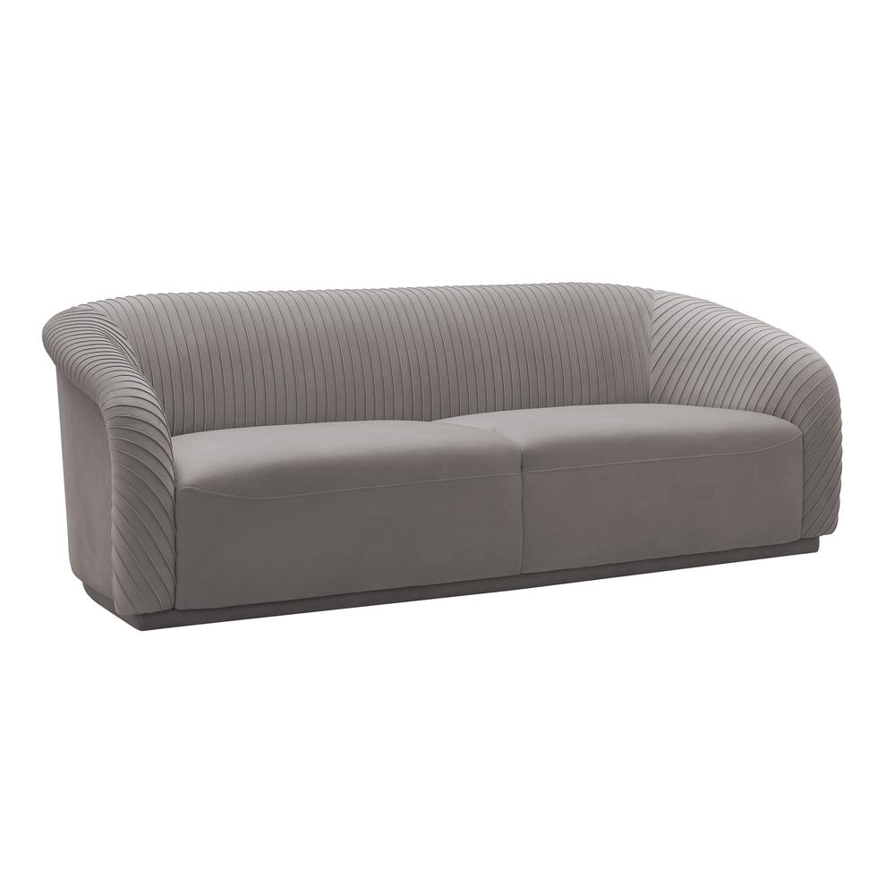 Yara Pleated Grey Velvet Sofa. Picture 16