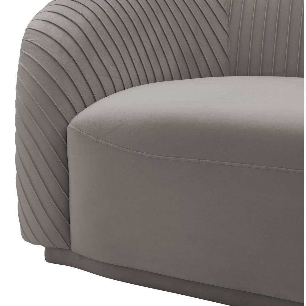 Yara Pleated Grey Velvet Sofa. Picture 18