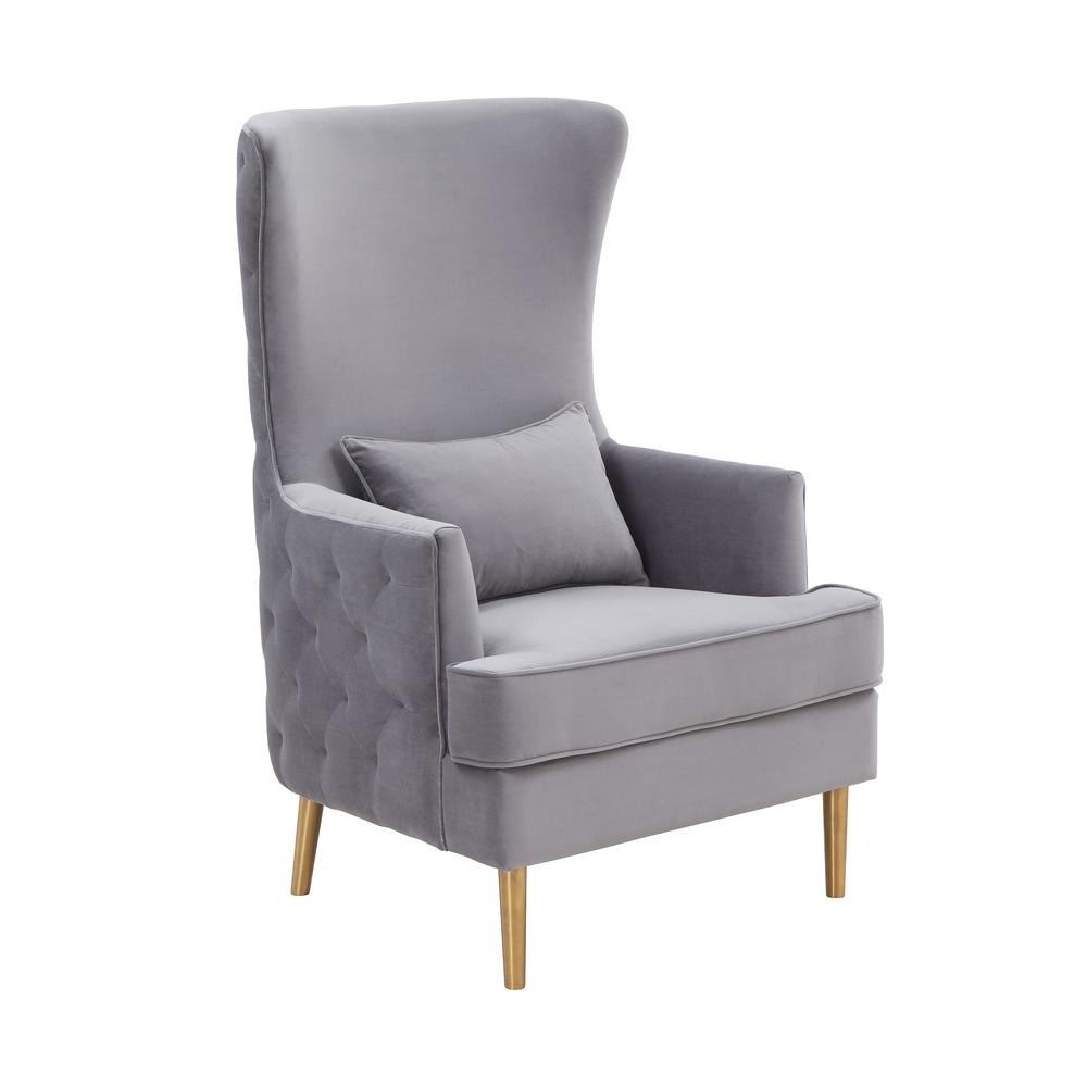 Alina Grey Tall Tufted Back Chair. Picture 1