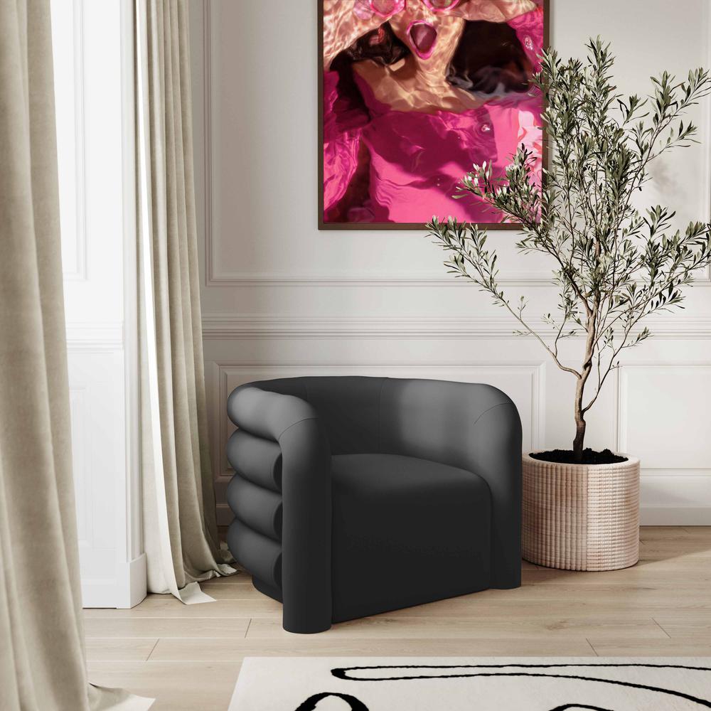 Curves Black Velvet Lounge Chair. Picture 3