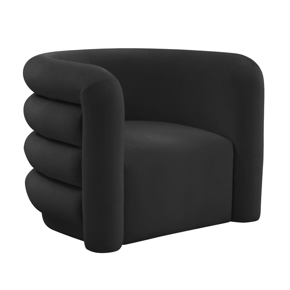 Curves Black Velvet Lounge Chair. Picture 1