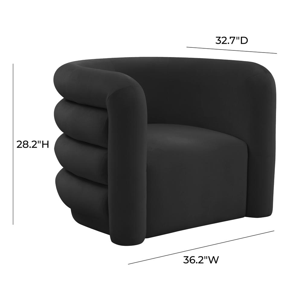 Curves Black Velvet Lounge Chair. Picture 13