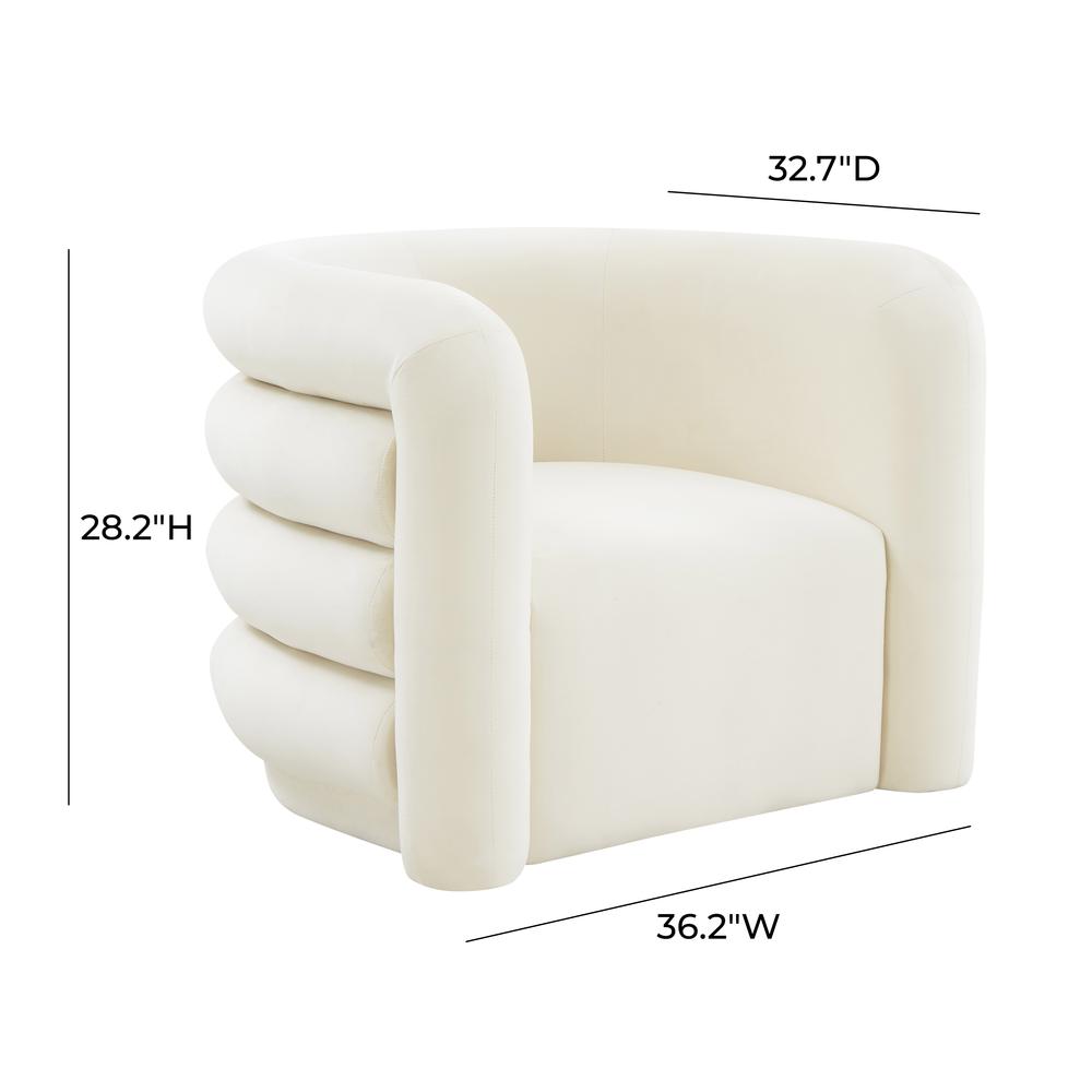 Curves Cream Velvet Lounge Chair. Picture 9