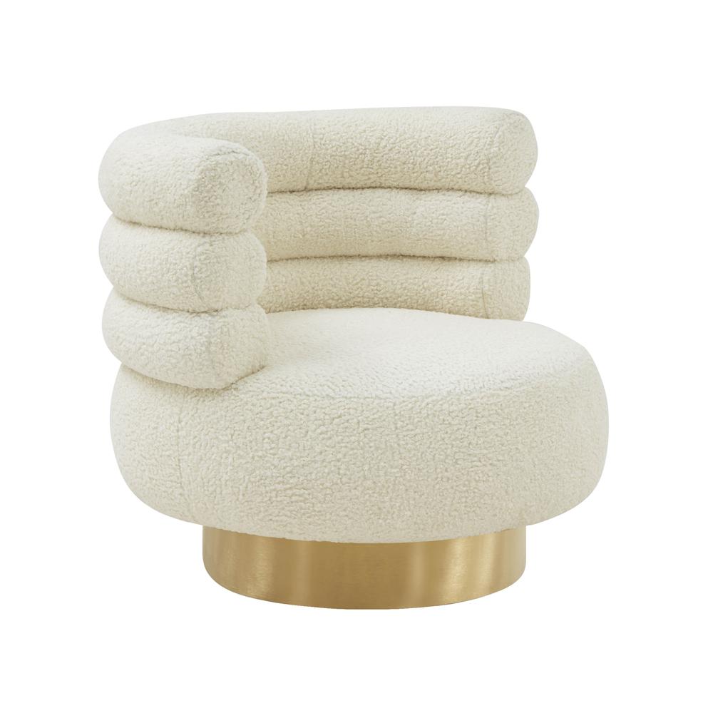 Naomi Faux Shearling Swivel Chair. Picture 1
