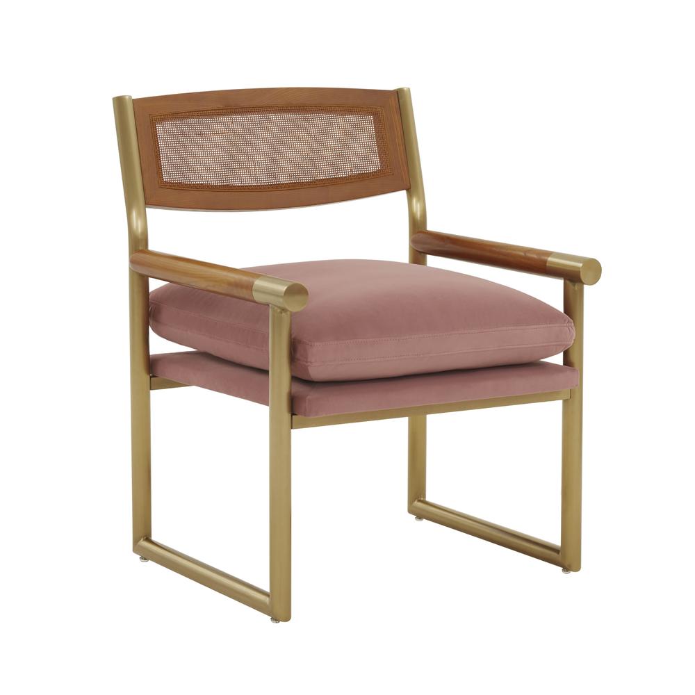 Harlow Rattan Mauve Velvet Chair. Picture 1