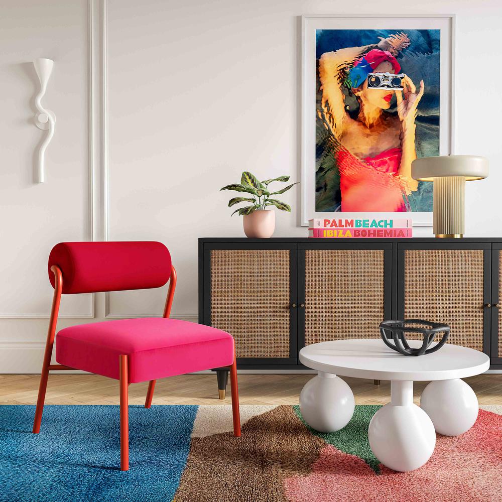 Jolene Hot Pink Velvet Accent Chair. Picture 5