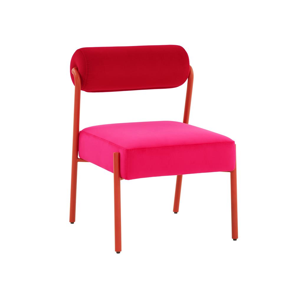 Jolene Hot Pink Velvet Accent Chair. Picture 1