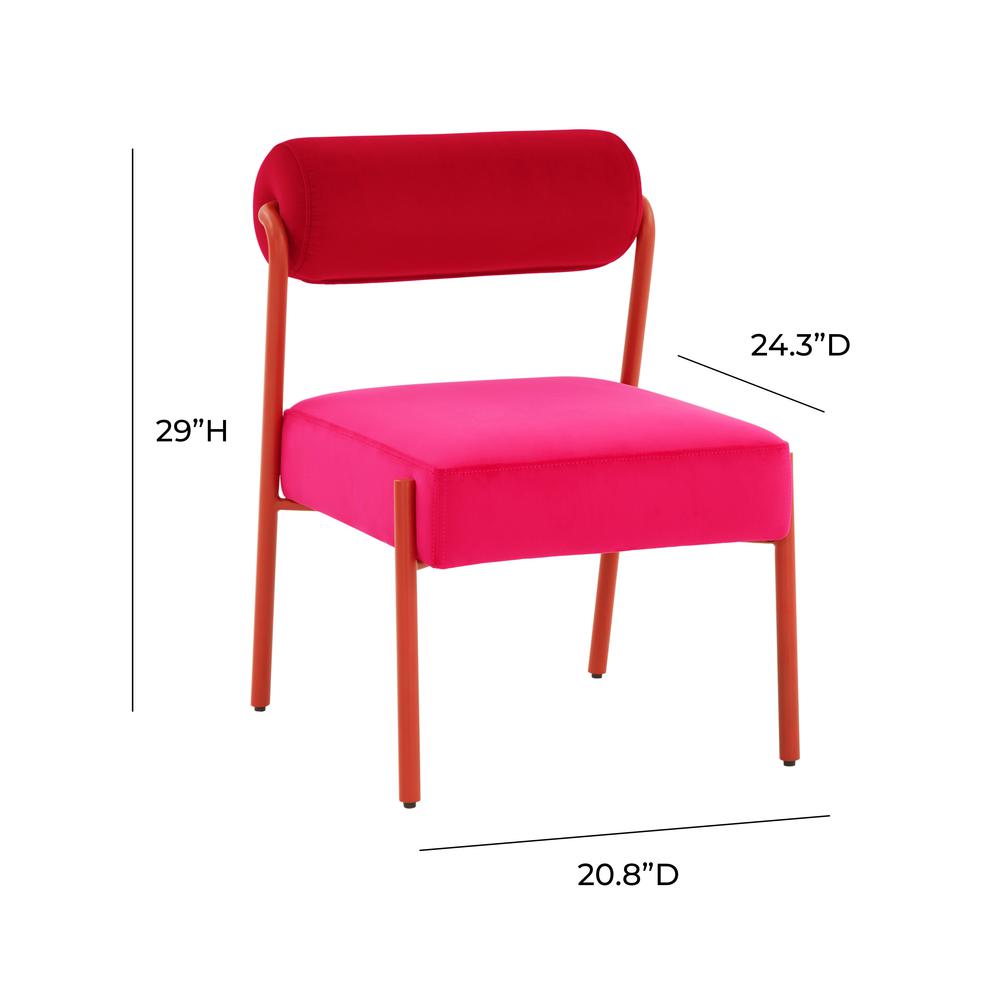 Jolene Hot Pink Velvet Accent Chair. Picture 13