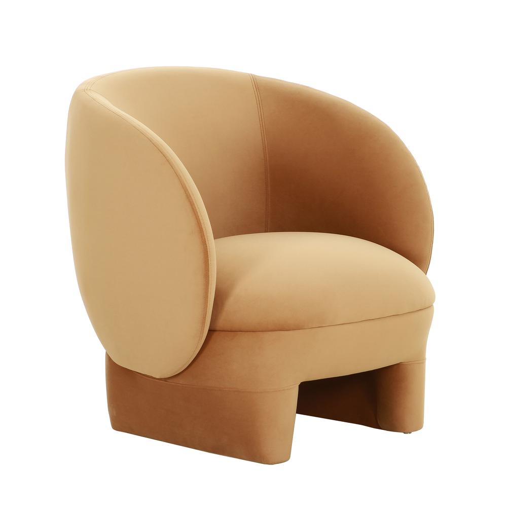 Kiki Cognac Velvet Accent Chair. Picture 1