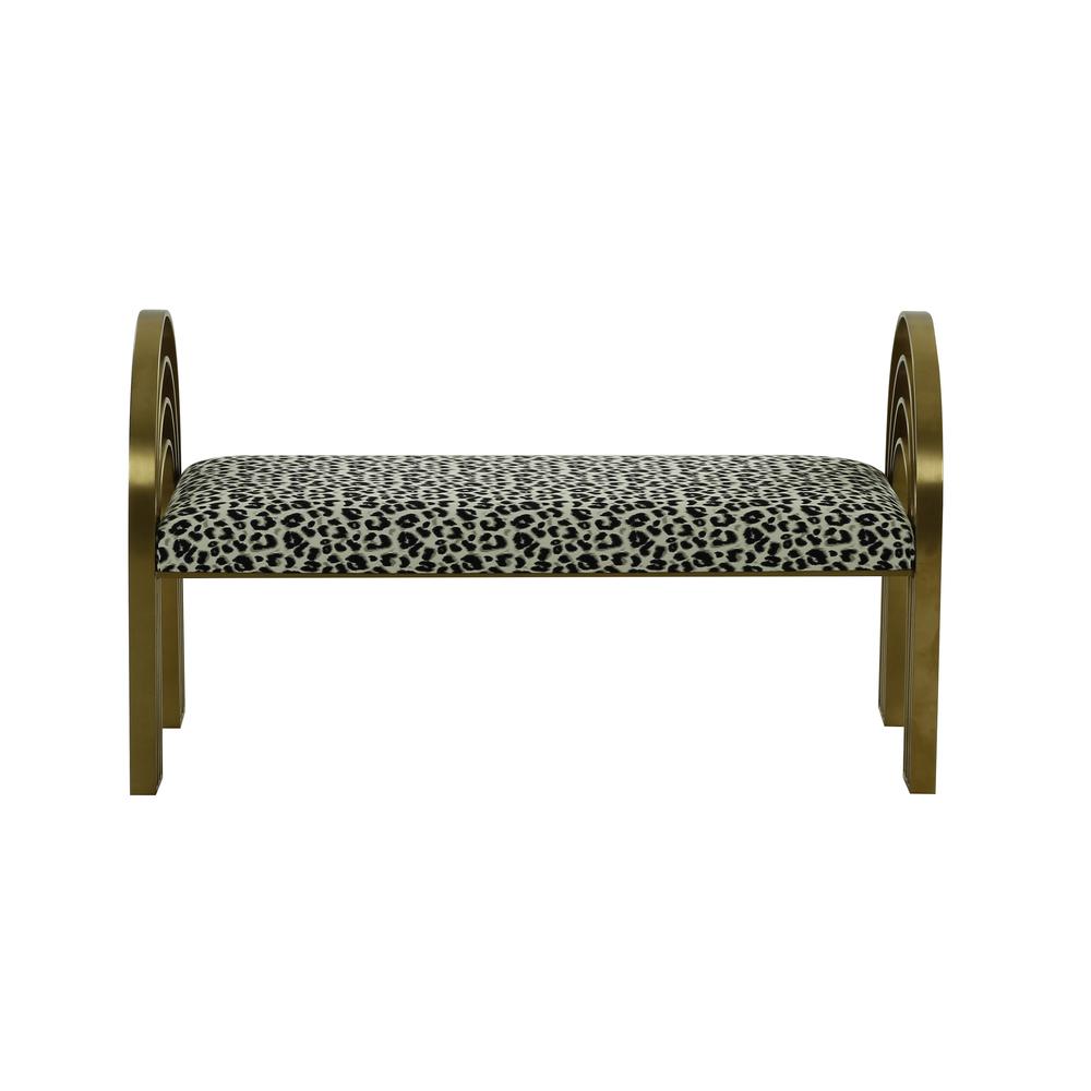 Mavis Leopard Print Velvet Bench. Picture 11