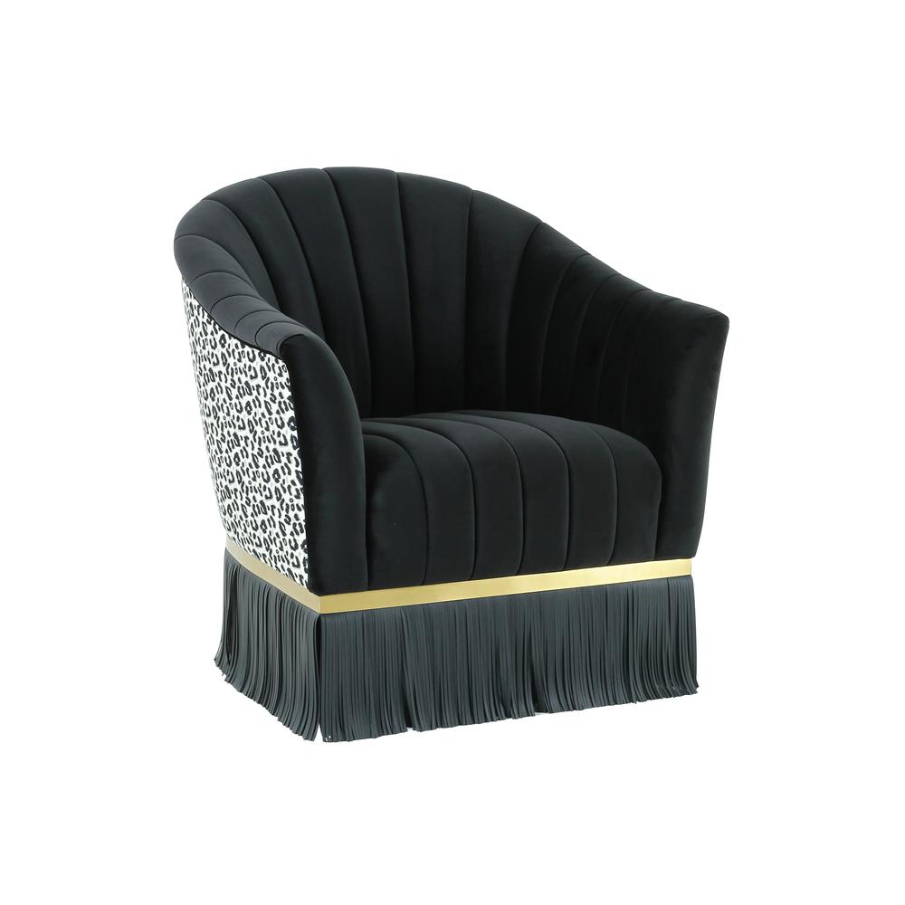 Enid Black Velvet Swivel Chair. Picture 1