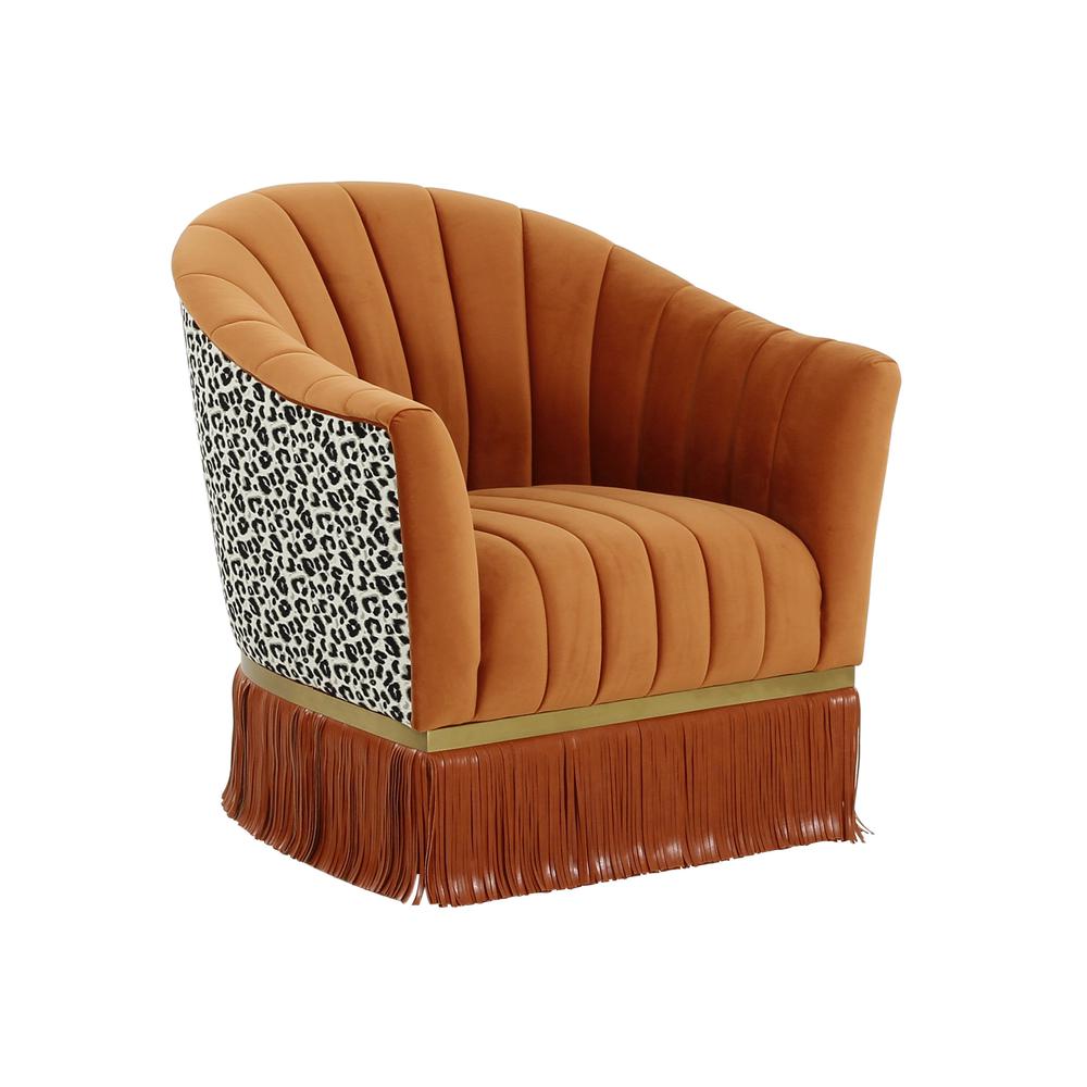Enid Cinnamon Velvet Swivel Chair. Picture 1
