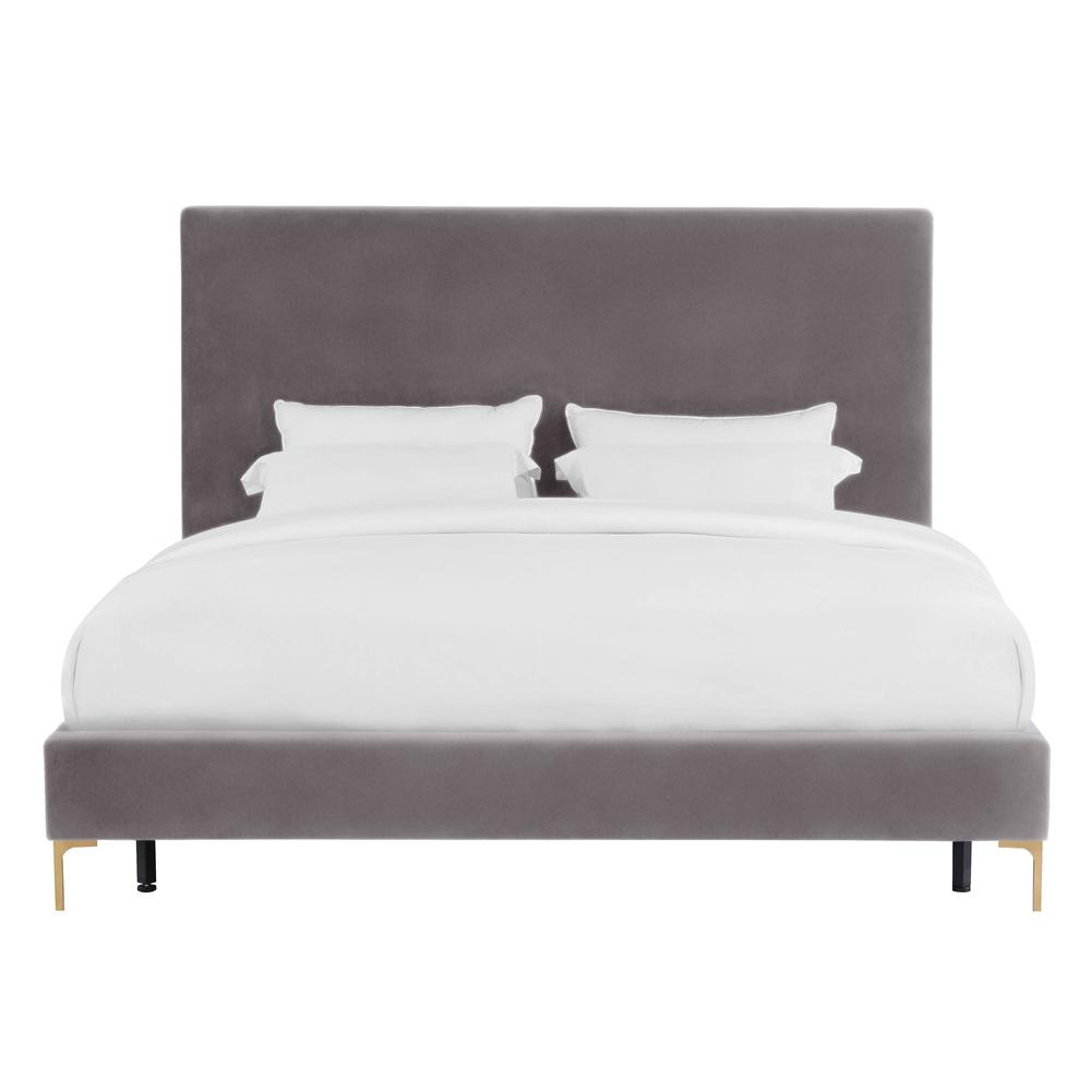 Delilah Grey Velvet Bed in Queen. Picture 3