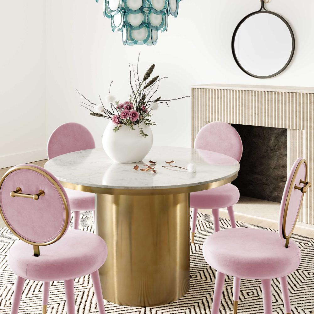 Kylie Bubblegum Velvet Dining Chair. Picture 9