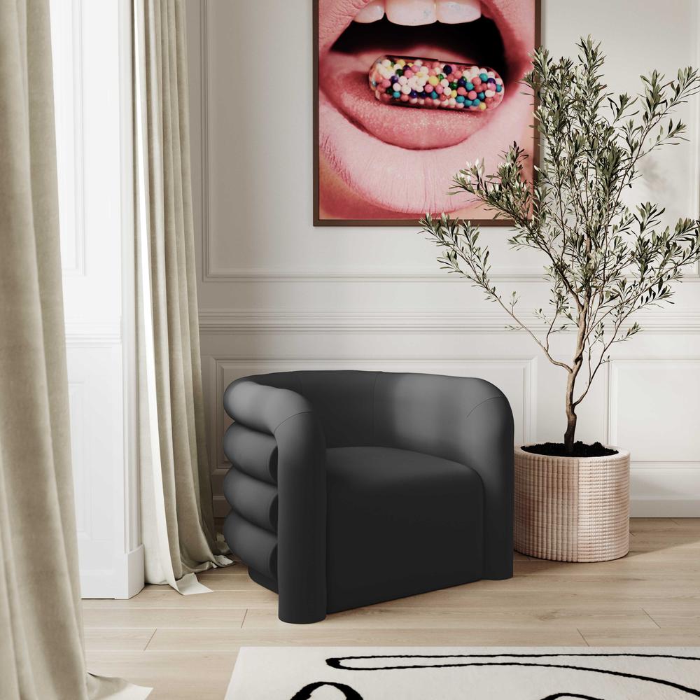 Curves Black Velvet Lounge Chair. Picture 9