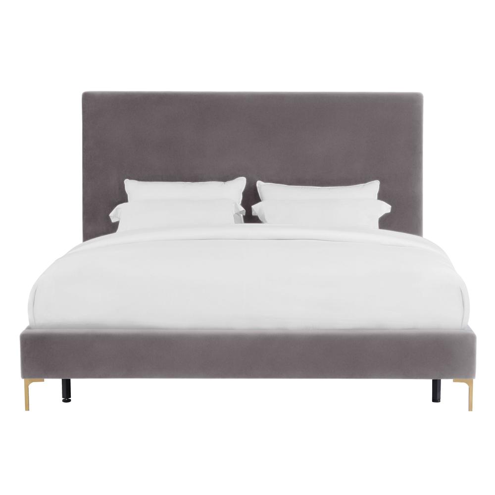 Delilah Grey Velvet Bed in Queen. Picture 8