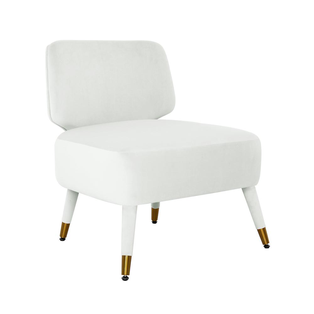Athena Cream Velvet Accent Chair. Picture 1