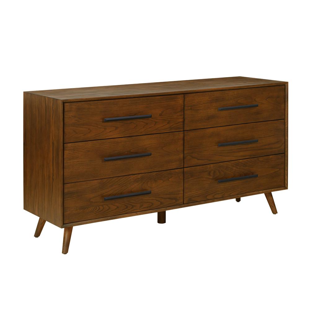 Emery Pecan 6 Drawer Dresser. Picture 1