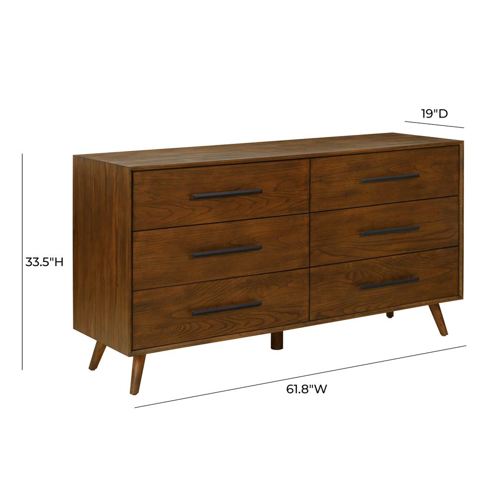 Emery Pecan 6 Drawer Dresser. Picture 9