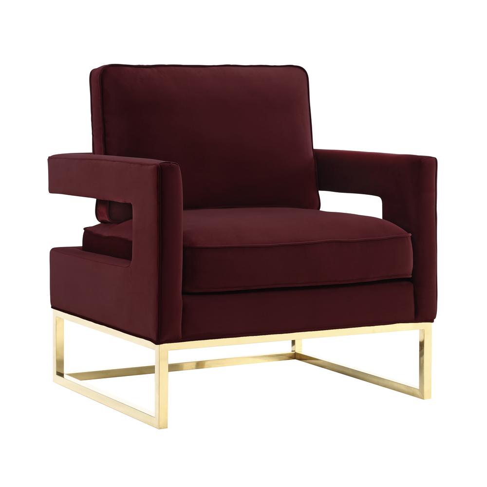 Luxe Maroon Velvet Curved Chair, Belen Kox. Picture 1