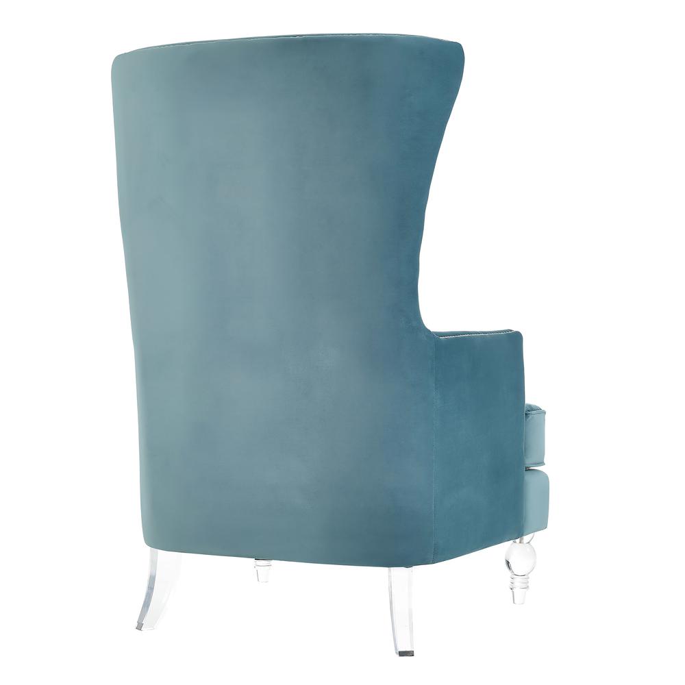 Bristol Sea Blue Velvet Chair with Lucite Legs. Picture 4