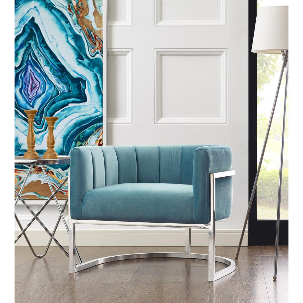 Magnolia Sea Blue Chair with Silver Base. Picture 6