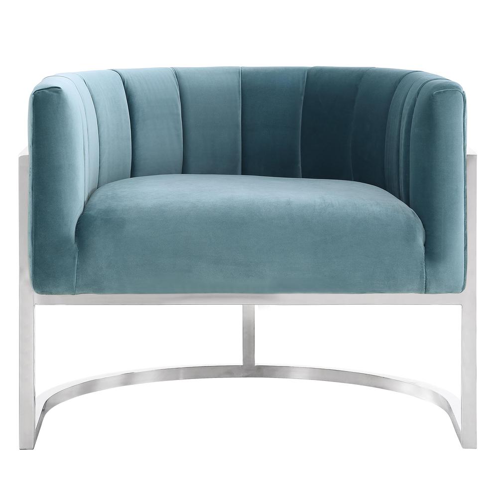 Magnolia Sea Blue Chair with Silver Base. Picture 2