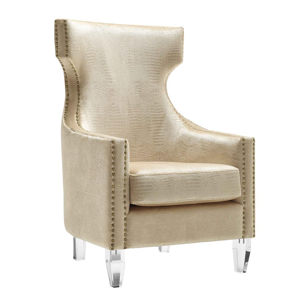 Gramercy Gold Croc Velvet Wing Chair. Picture 1