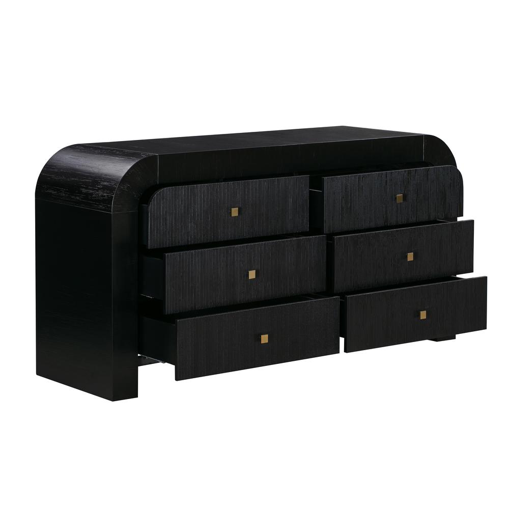 Hump 6 Drawer Black Dresser. Picture 3