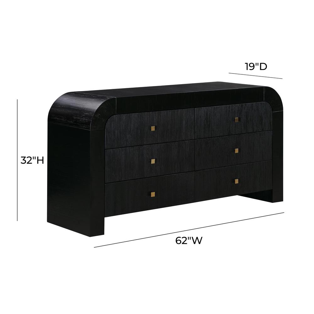Hump 6 Drawer Black Dresser. Picture 4