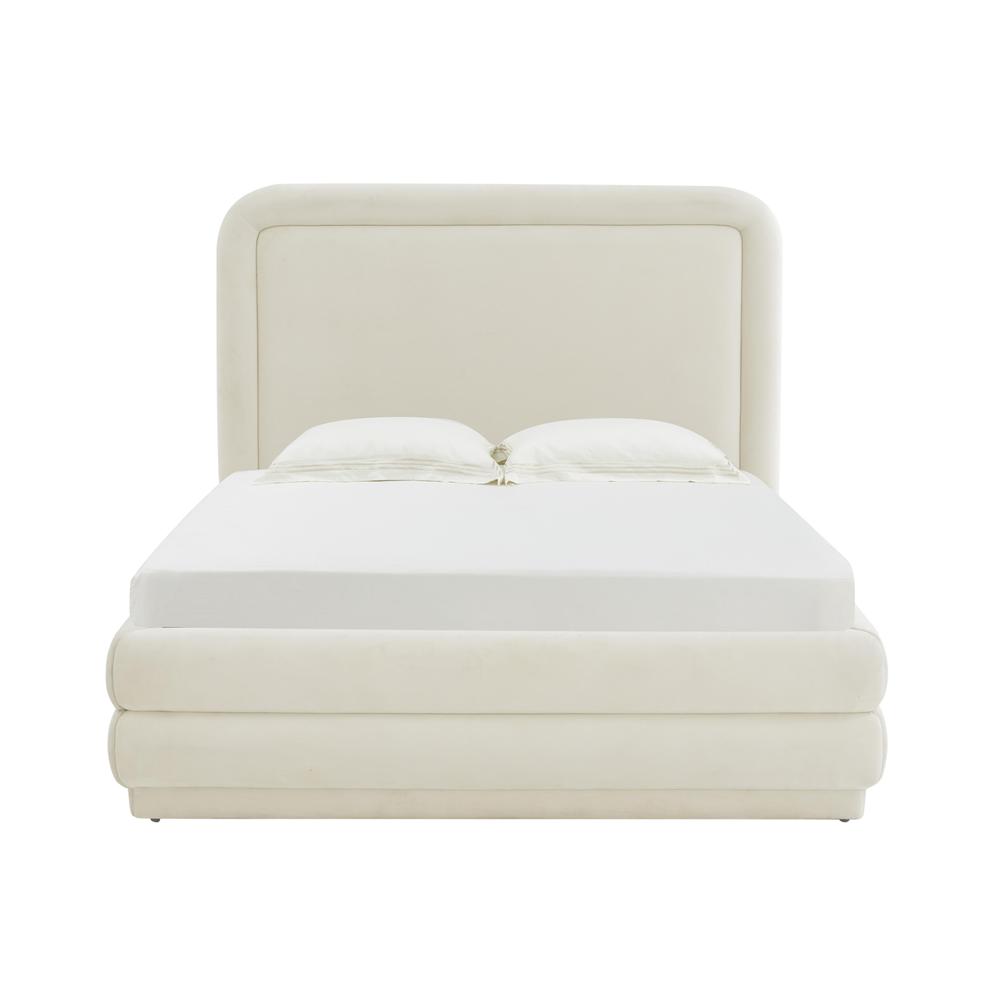 Briella Cream Velvet Bed in Queen. Picture 2