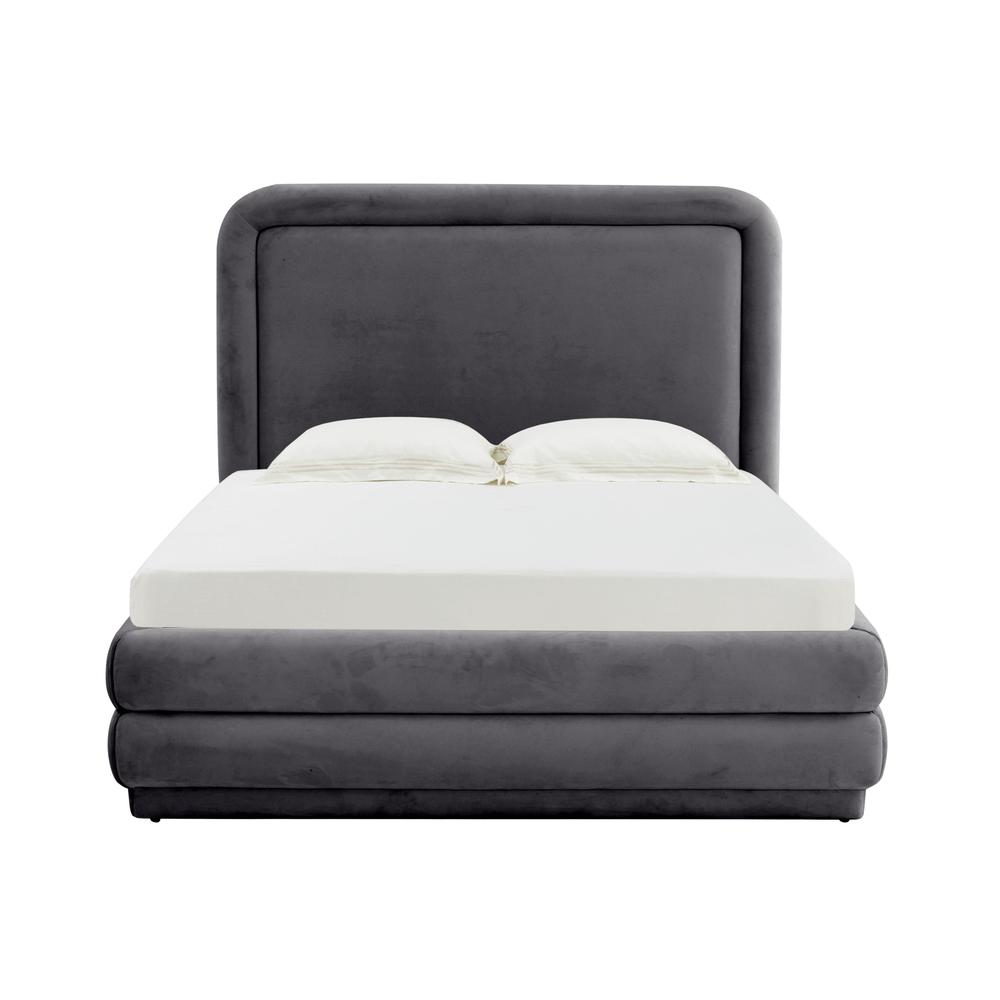 Briella Dark Grey Velvet Bed in Queen. Picture 2