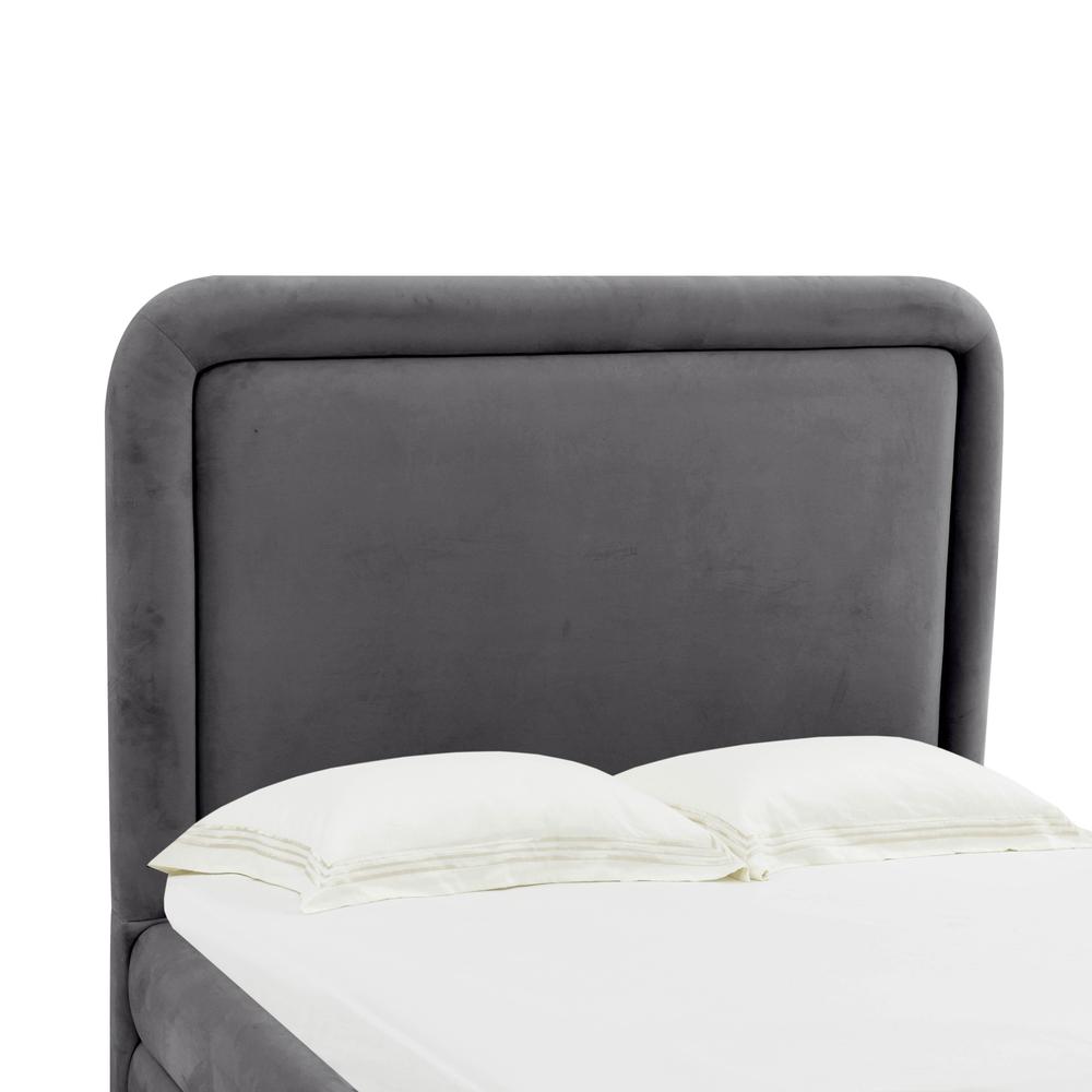 Briella Dark Grey Velvet Bed in Queen. Picture 4