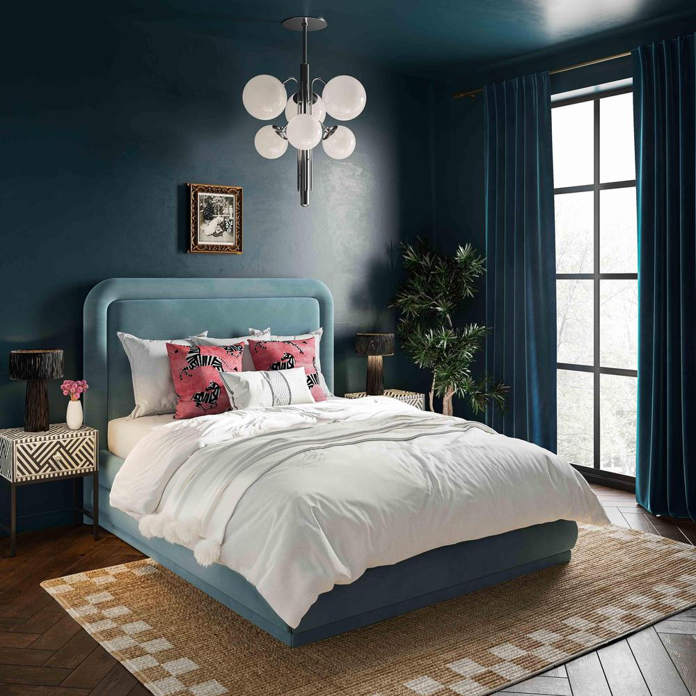Briella Bluestone Velvet Bed in Full. Picture 6